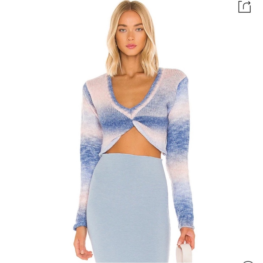 For Love And Lemons Blue and Pink V-Neck Sweater